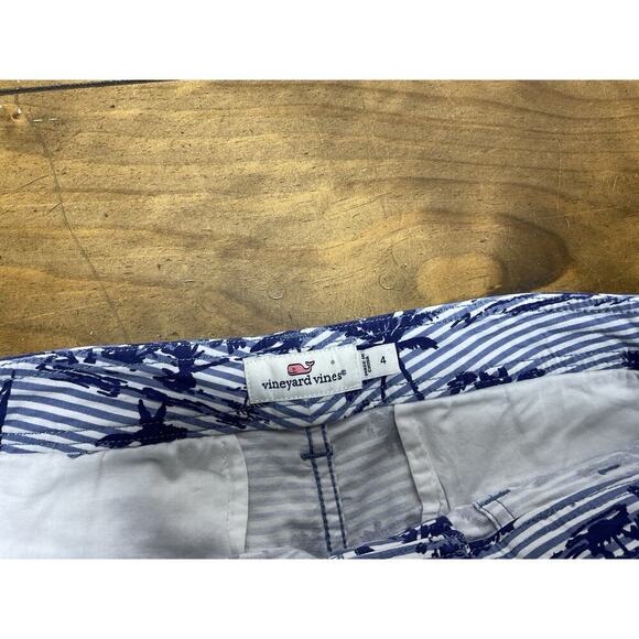 VINEYARD VINES Pants Women 4 Blue Tropical Island Striped Skinny Chino Palm Tree - Picture 4 of 10